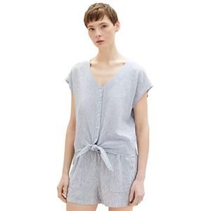 TOM TAILOR Denim dames blouse, 31715 - Wit Blauw Vertical Stripe, XXL