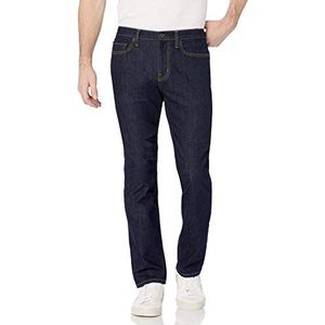Amazon Essentials Men's Hoge spijkerbroek met stretch en slanke pasvorm, Gespoeld, 32W / 34L