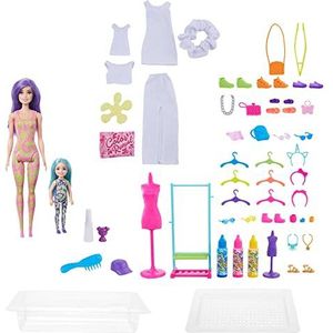 Barbie Poppen | Color Reveal Cadeauset | Zelf Tie-Dye Verven met Color Reveal Barbie pop, Chelsea pop en dierenvriendje | Tools en outfits om tie-dye te verven, HCD29