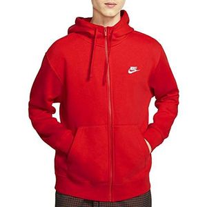 Nike M NSW Club Hoodie FZ BB Sweatshirt, University Red/University Red/(White), L-T Heren, Rood (University Red) / Wit, L