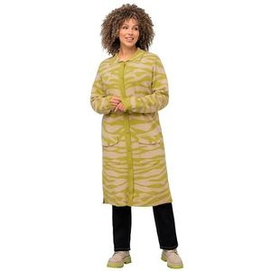 Ulla Popken Damesvest met zebrapatroon, groen/geel, 50/52 Grote maten