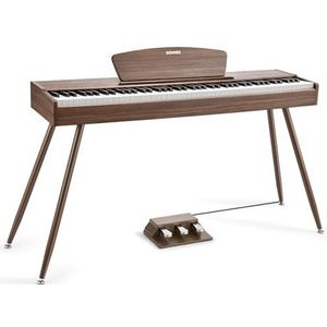 Donner DDP-80 E-piano 88 toetsen gewogen piano, hamermechanisme II, home digitale piano's volledige grootte toetsenbord met standaard, drievoudig pedaal, USB-MIDI en hoofdtelefoonaansluiting, walnoot