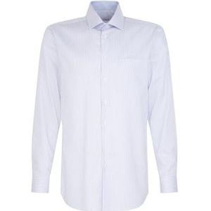 Seidensticker Zakelijk overhemd voor heren, comfortabele pasvorm, strijkvrij, kent-kraag, lange mouwen, 100% katoen, lichtblauw, 41