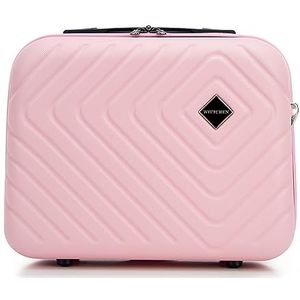 WITTCHEN Cube collectie Cosmetische koffer Toilettas ABS met een ruwe textuur Afneembare verstelbare riem Maat XS Lichtroze