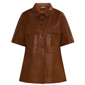 dulcey dames leren hemd, cognac, XL