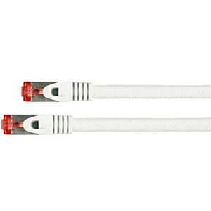 PYTHON Cat.6 RJ45 Ethernet LAN-patchkabel met vergrendelingsbescherming en nylon vlecht, S/FTP, PiMF, PVC, 250MHz, OFC, Gigabit (10/100/1000-Base-T Ethernet-netwerken) - wit, 25 m