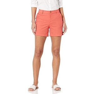 Amazon Essentials Dames Mid-Rise Slim-Fit 5 Inch Binnenbeenlengte Khaki Short (Verkrijgbaar in Rechte en Curvy Fits), Koraalroze, 14