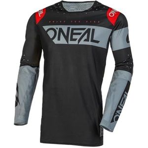 O'NEAL | NEW | Motocross Shirt Lange Mouw | MX MTB| Geheel nieuwe mototrui met verbeterd materiaal en duurzaamheid | Prodigy Jersey Five Two | Adult | Zwart Grijs | Maat M