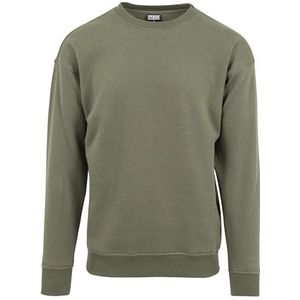 Urban Classics Sweatshirt voor heren, crewneck, trui met brede geribbelde manchetten voor mannen, in vele kleuren, maten XS - 5XL, groen (olive 176), XS Grote maten