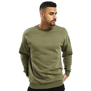 Urban Classics Heren sweatshirt Sweat Crewneck, trui met brede geribbelde manchetten voor mannen in vele kleuren, maten XS - 5XL, Groen (Olive 176), XS