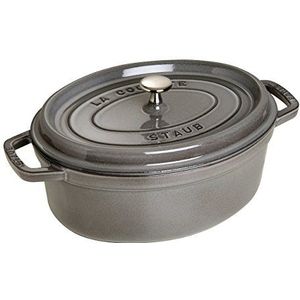 STAUB Gietijzeren brander/cocotte, ovaal 29 cm, 4,25 L, grafietgrijs