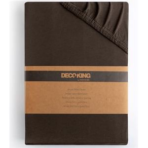 DecoKing Hoeslaken 200x220-220x240 cm 100% Gekamd Katoen Jersey Zacht 200x220cm - 220x240cm Bruin Amber