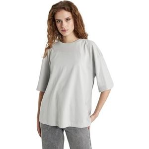 DeFacto Dames oversized crop tops - klassiek basic shirt voor dames - comfortabel oversized shirt voor vrouwen, Lt.grey, S