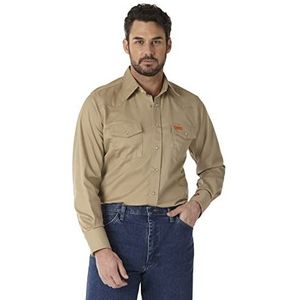 Wrangler Heren Logger Twill werkoverhemd met lange mouwen, Kaki, XL