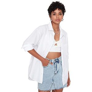 Trendyol Dames Wit Boyfriend Shirt, 36