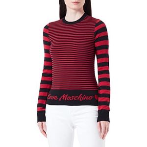 Love Moschino Dames Comfort Fit Long-Sleeved I, met Skate Heart Jacquard Intarsia Pullover, wit, 40