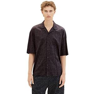 TOM TAILOR Denim Heren 1036247 hemd, 32045 zwart Bubble Wording Print, XXL, 32045 - Black Bubble Wording Print, XXL
