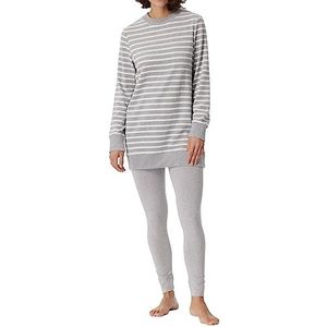 Schiesser Damespyjama met leggings, zacht en behaaglijk badstof pyjamaset, grijs melange, 42, Grau Melange, 42