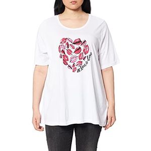 Ulla Popken T-shirt met strassteentjes voor dames, wit, 46