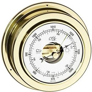 TFA Dostmann Maritim analoge barometer, 29.4010.B, voor weersvoorspelling, van gepolijst messing, vervaardigd in Duitsland