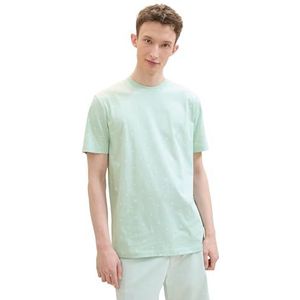 TOM TAILOR Denim Heren T-shirt, 35823 - Mint Mini Leaf Print, L
