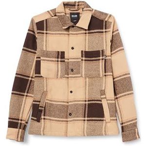 ONLY & SONS Onsmace Ovr Ls Check Shirt met lange mouwen voor heren, Chinchilla, S