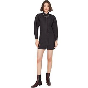 Trendyol Dames Mini Shirt Regular Dress Zwart, 38, Zwart, 64