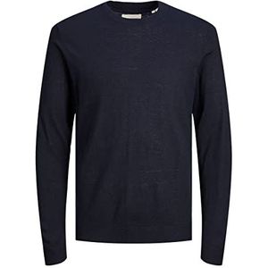 JACK & JONES JPRIGOR Linen Gebreide trui met ronde hals, maritiem blauw/detail: Maritieme Navy, L, Maritieme blauw/detail: maritiem marineblauw, L