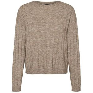 VERO MODA VMWILLA LS O-Neck Pullover GA Boo, Silver Mink/Detail: melange, M