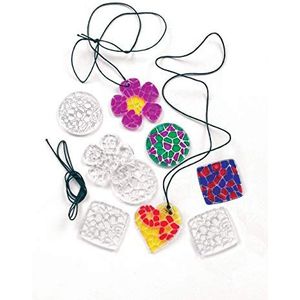 Baker Ross ketting met acryl hangers ""mozaïekkristallen"" - halsketting - sieraden voor kinderen om te knutselen - 12 stuks