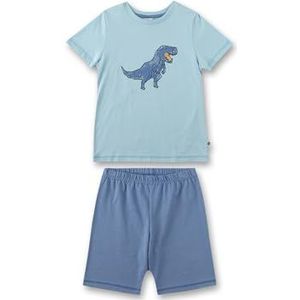 Sanetta Kinderpyjama voor jongens, korte shorty, 100% biologisch katoen, Milky Blue., 116 cm
