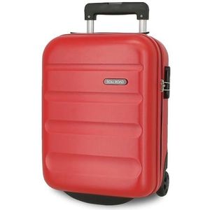 Roll Road Flex hardcase koffer van ABS, een materiaal, zijdelingse combinatiesluiting, 4 dubbele wielen, handbagage, praktische binnenruimte met één vak, Rood, Eén maat, handkoffer