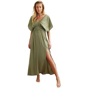 Trendyol Dames kettingviscose strandjurk jurk, kaki, 38