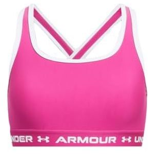 Under Armour Rebel Pink White White Sportbeha met gekruiste rug, maat YM voor dames, Rebel Roze, 44