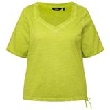 Ulla Popken - T-shirt - Groen - Met Cordon de Serrage en Lurex - Grote Maten
