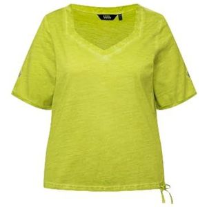 Ulla Popken - T-shirt - Groen - Met Cordon de Serrage en Lurex - Grote Maten