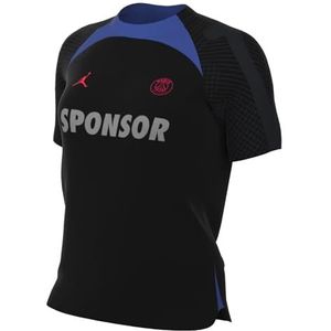 Nike Dames top met korte mouwen PSG W Nk Df Strk Ss Top K K Aw, Black/Black/Game Royal/Bright Crimson, DN1287-011, XL