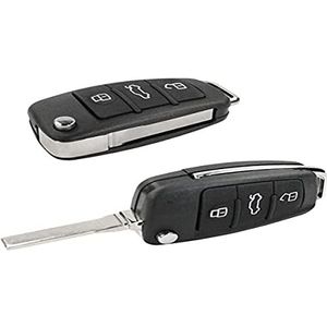Autosleutelbehuizing met 3 toetsen en sleutelhuls, compatibel met Audi A1, A3, A4, A6, A8, Q5, Q7, Chiavit AU03, reserveonderdeel, zonder elektronica en transponder