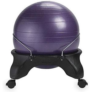 Gaiam Klassieke balstoel met rugvrije bal: trainingsstabiliteit, yogabal, premium ergonomische stoel voor thuis en op kantoor, met luchtpomp, oefengids en tevredenheidsgarantie, paars