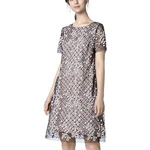 Apart mesh-jurk voor dames, met korte transparante mouwen, zwart-poeder, 36 NL