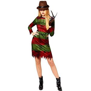 Amscan - Volwassenenkostuum Freddy Krüger, jurk, hoed, handschoen, seriemoordenaar, killer, Halloween