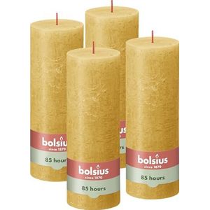 Bolsius - Rustieke Kaars - 4 Stuks - Geel - 19cm