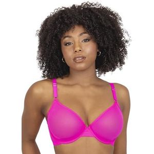 Smart & Sexy Women's Sheer Demi Underwire Bra, Electric Pink (Mesh), 40DDD