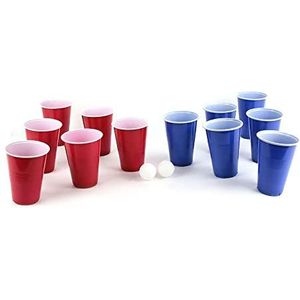 MISTER GADGET - Drinkspel bier pong glazen herbruikbaar Drugstore Gift Entertainment Gadget Fun MG3312 Blauw Rood