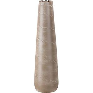 GILDE Keramische vaas Wave XXL - decoratieve vaas waterdicht hoogte 80 cm beige crème - decoratie woonkamer - Europese productie