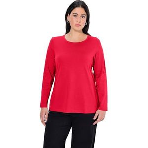 Ulla Popken Damesshirt met lange mouwen, rood, 62-64