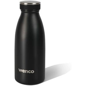 wenco Drinkfles roestvrij staal 0,35 l / 350 ml geïsoleerd en lekvrij voor koude en warme dranken ook als thermoskan bruikbaar BPA-vrij - zwart