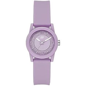 Skechers Horloge voor dames, Quartz uurwerk met siliconen, polyurethaan, lederen of roestvrij stalen band,Lila,30MM