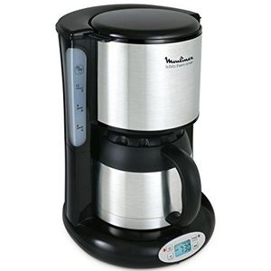 Moulinex FT3628 Thermo-digitale timer koffiezetapparaat Subito, 4 programma's, thermoskan, 0,9 l, roestvrij staal/mat zwart