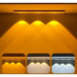 MERTTURM Onderbouwlamp Keuken, 45cm Dimbare Kastlamp met Bewegingssensor, 1500mAH USB Oplaadbare Batterij en Instelbare Helderheid, Kastverlichting, voor Slaapkamer, Keuken, Kast